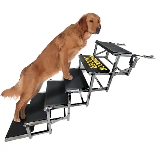 Premium Dog Ladder for Boat Easy-to-Install & Store Dog Dock Ladder with 6-Step Design for Safe Water Entry & Exit - Dog Pool Ladder Made from Durable Stainless Steel & Marine Grade Alumin...
