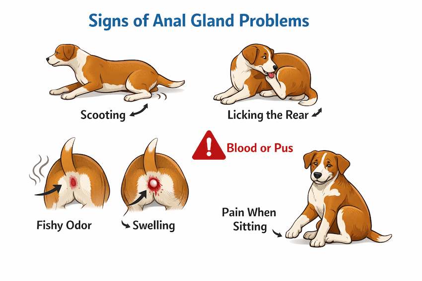 dog anal glands signs