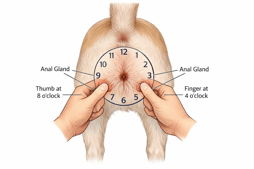 locate anal glands correctly dog