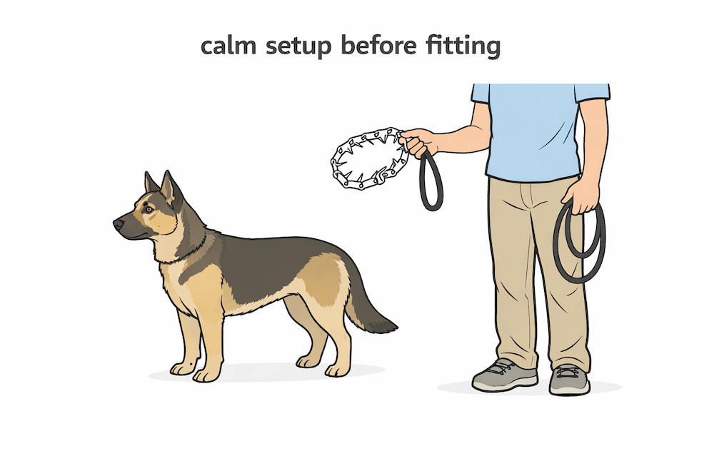 Calm setup with prong collar