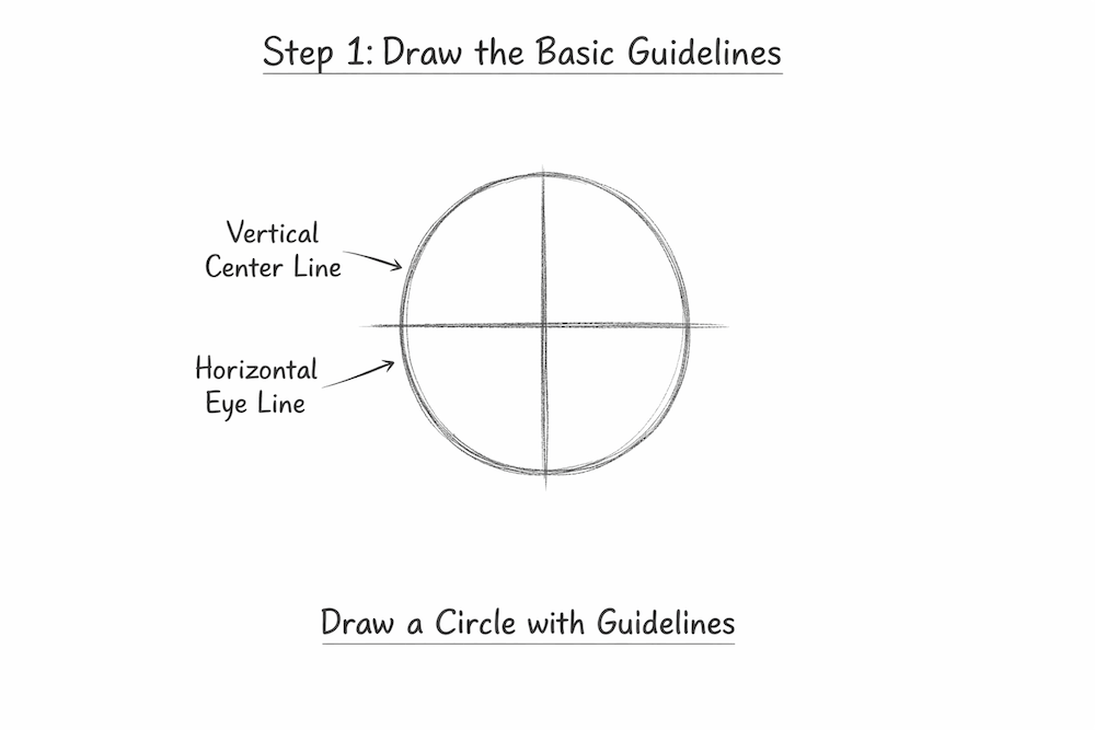 Drawing basic guidelines for a dog’s head