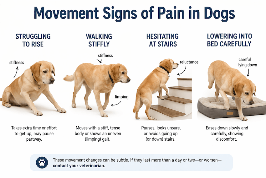 Movement signs of pain in dogs