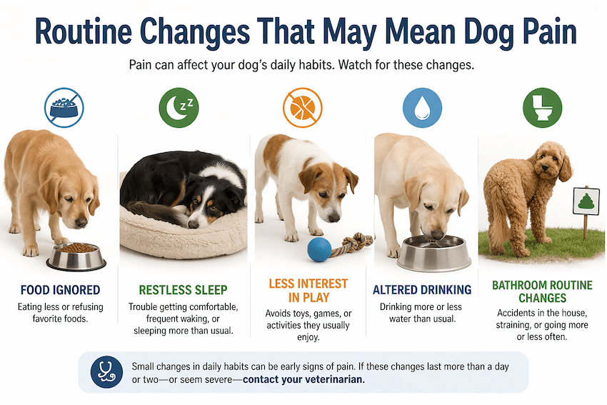 Routine changes signaling dog pain