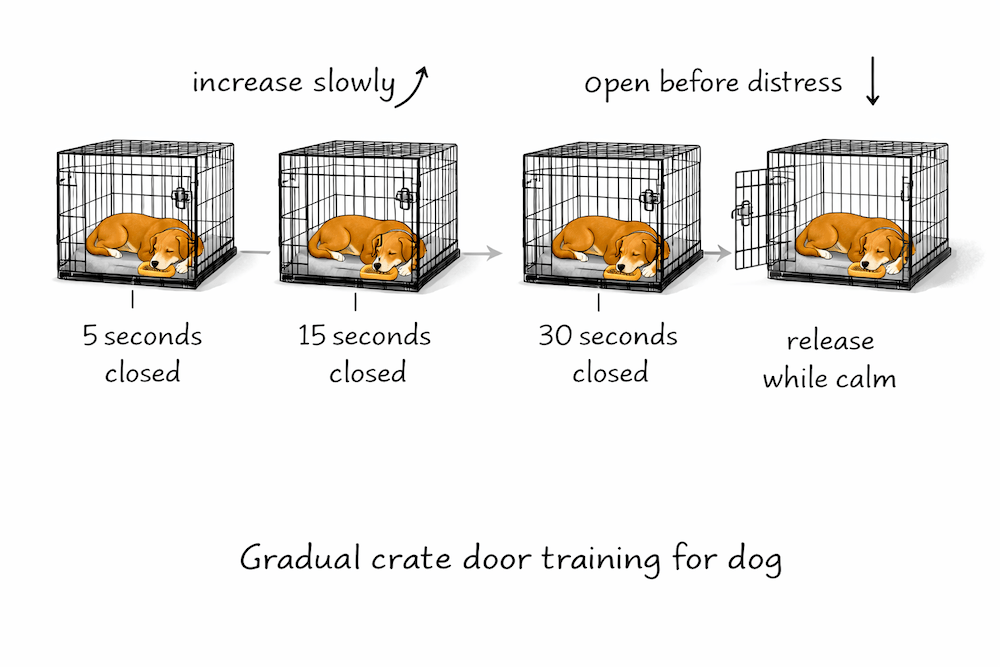 Crate training progress