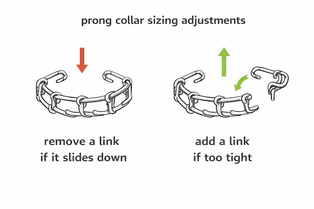 Prong collar adjustment guide