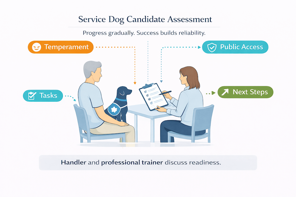 Service dog candidate assessment session