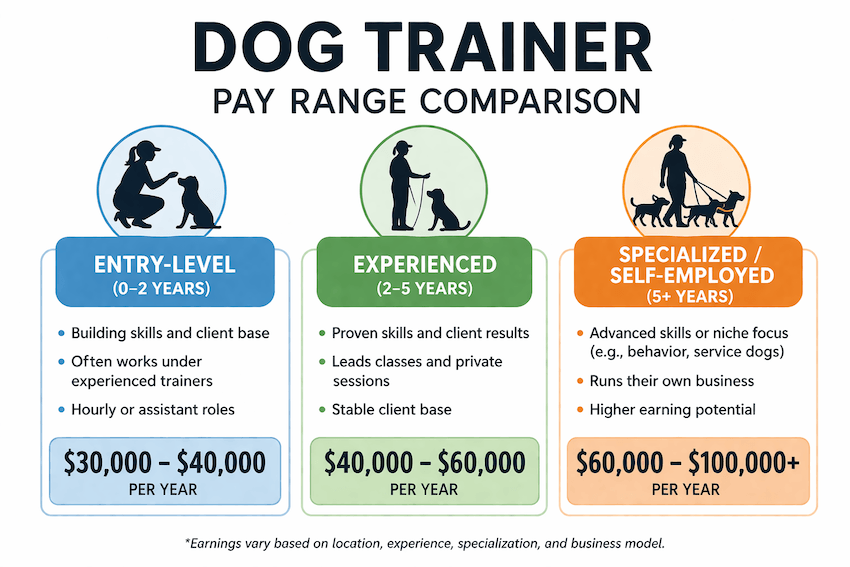 Dog trainer pay range comparison