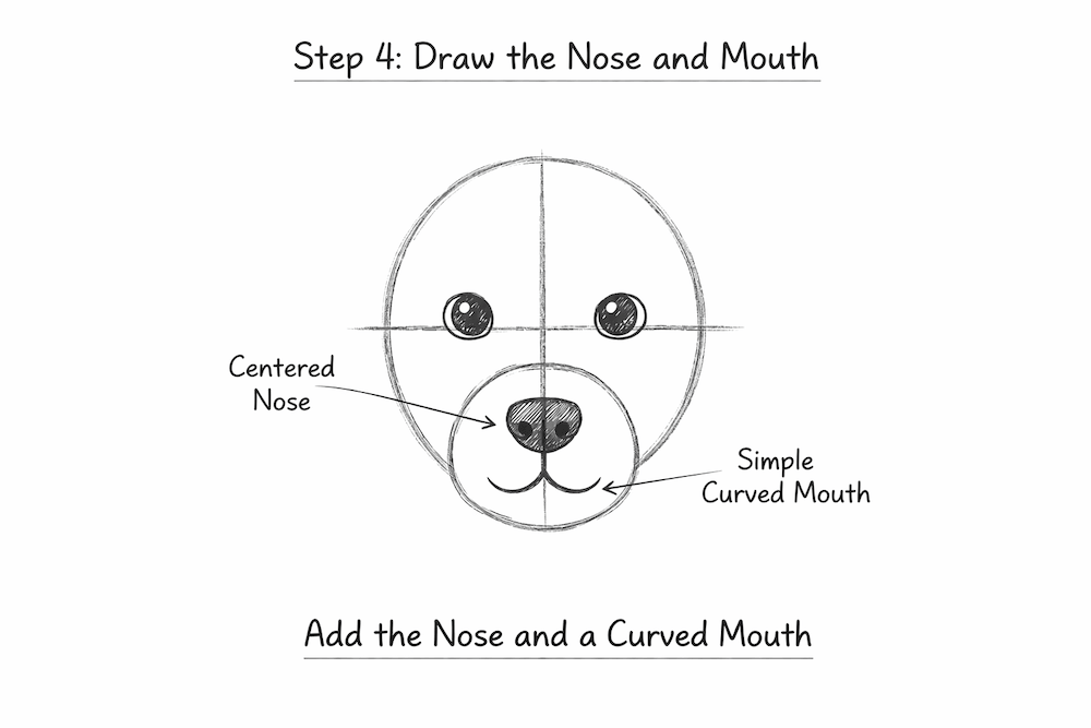 Drawing a dog’s nose and mouth