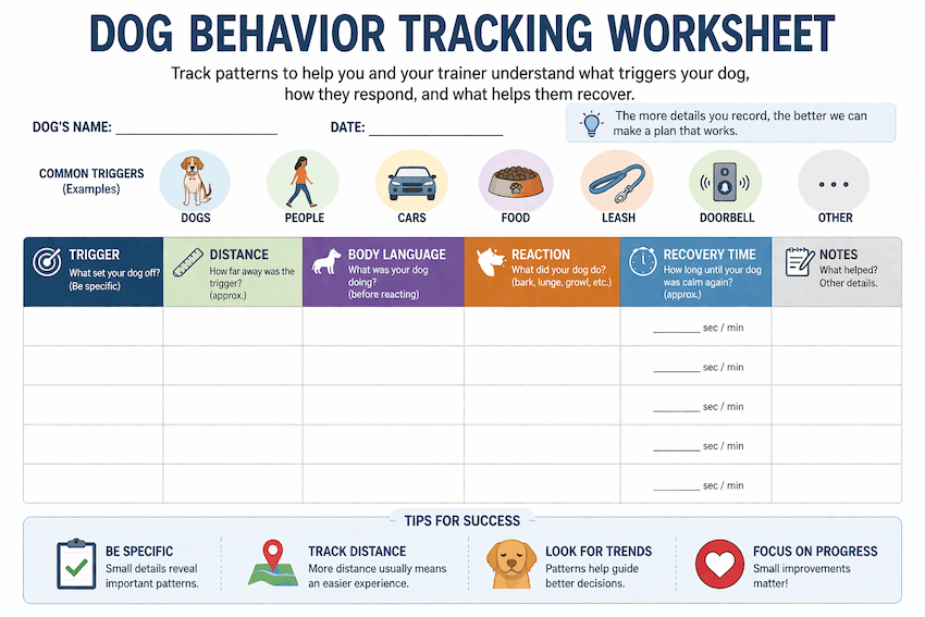dog behavior tracking worksheet