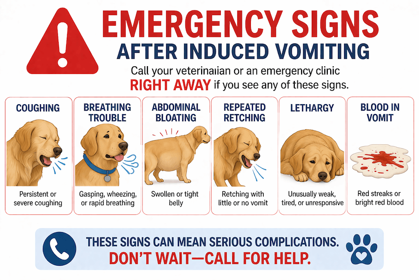 emergency signs after induced vomitting
