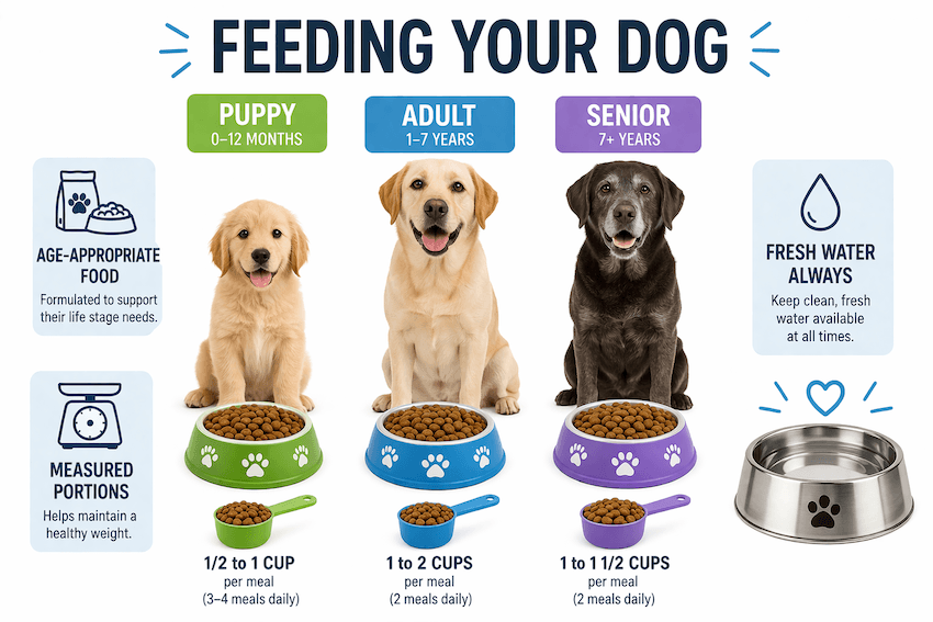 feeding a dog