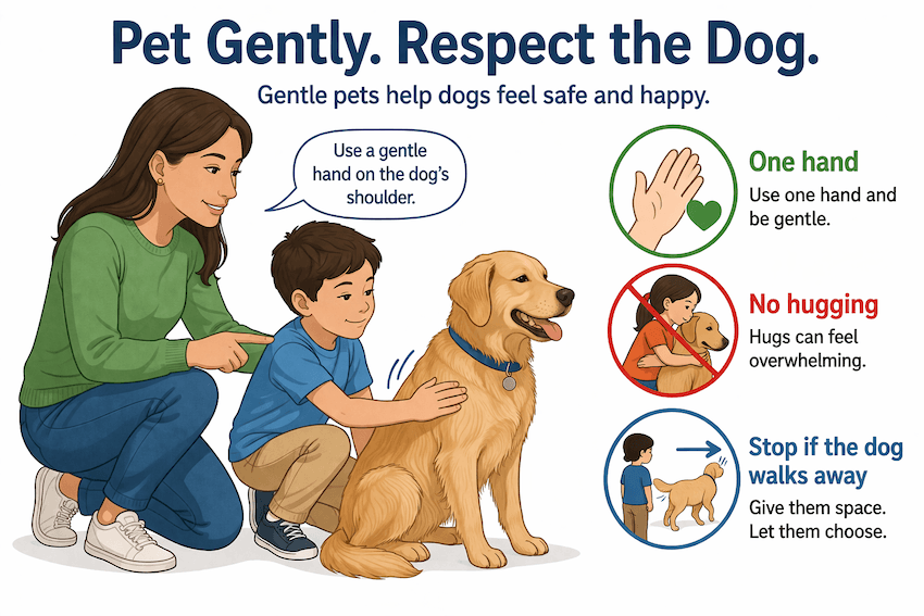 pet the dog gently