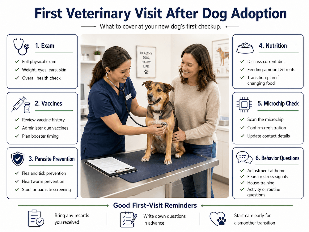 First dog checkup after adoption tips