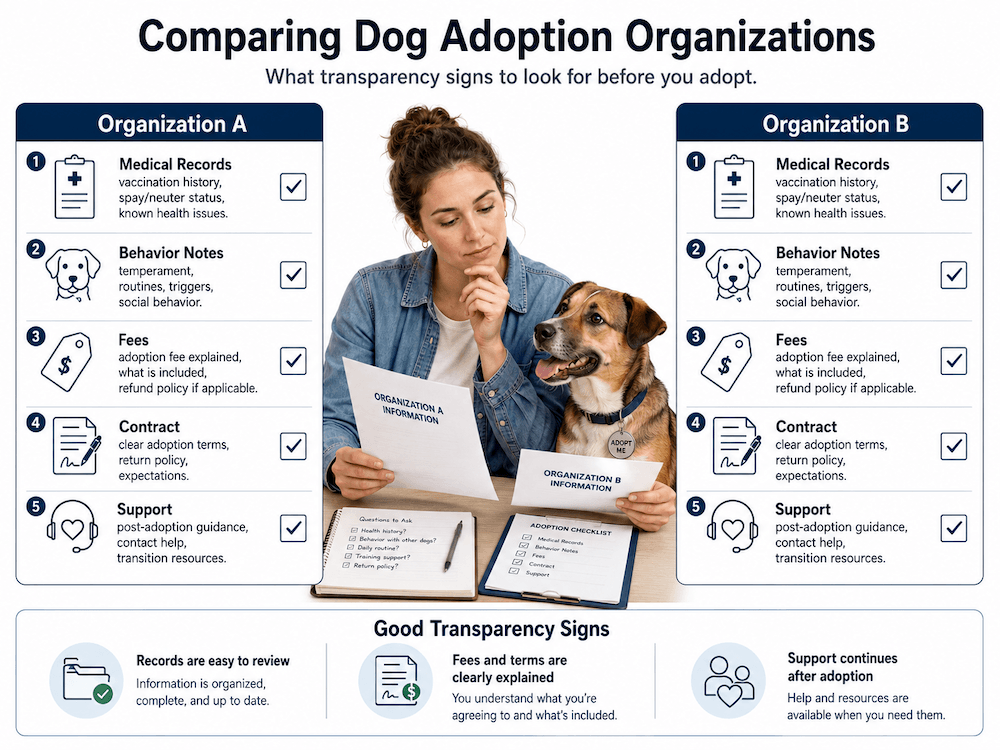 Comparing dog adoption organizations