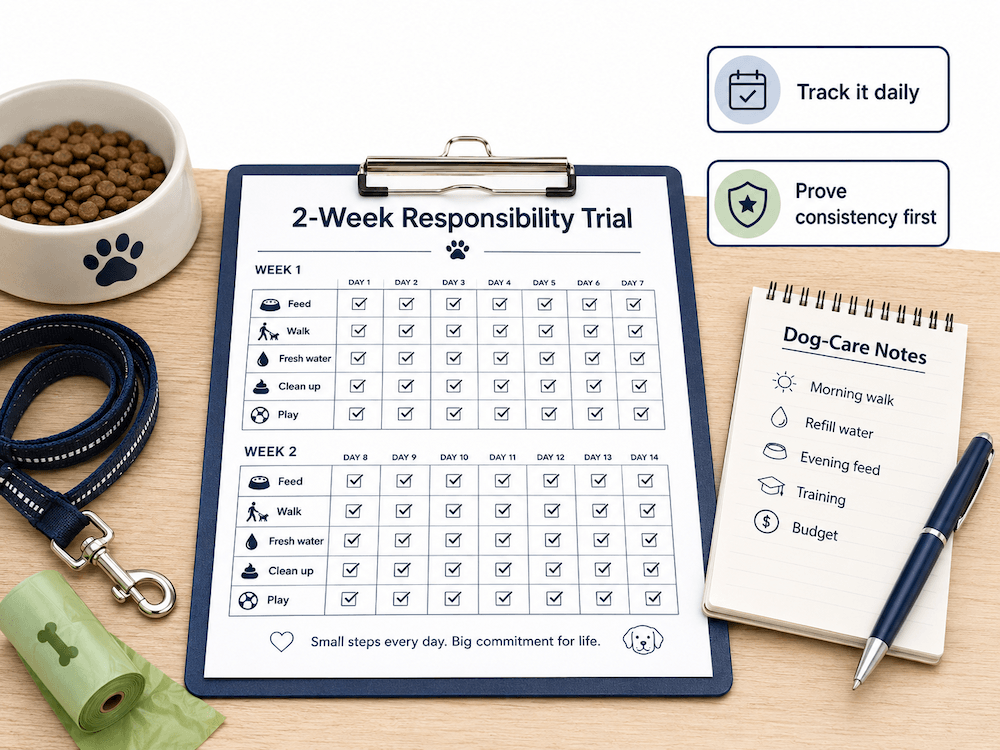 Dog care tracking on a busy table