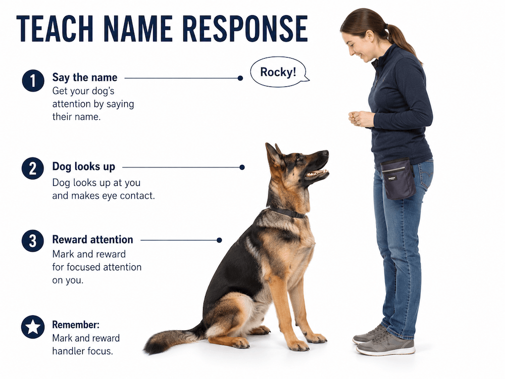 Teaching a dog name response