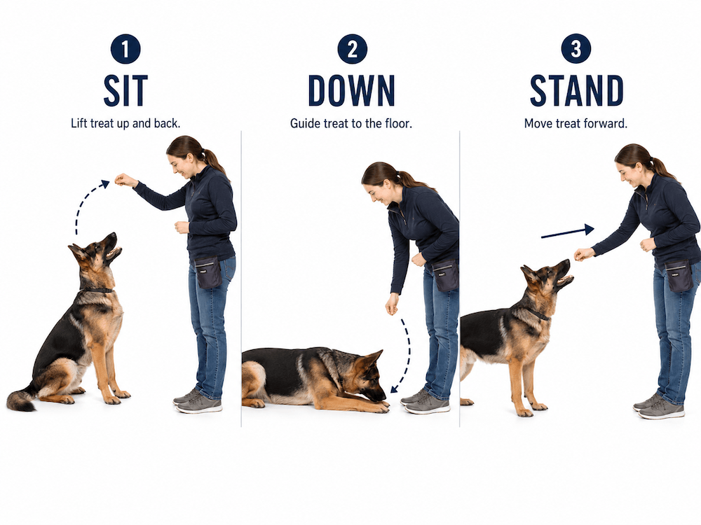 Dog training commands in three steps
