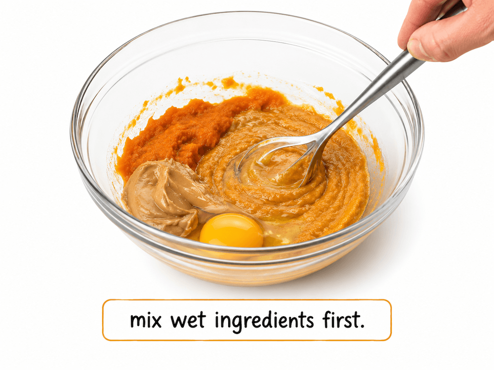Mixing wet ingredients for a recipe