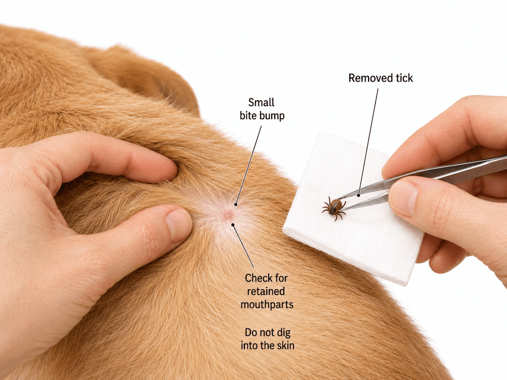 Tick removal from a dog's skin