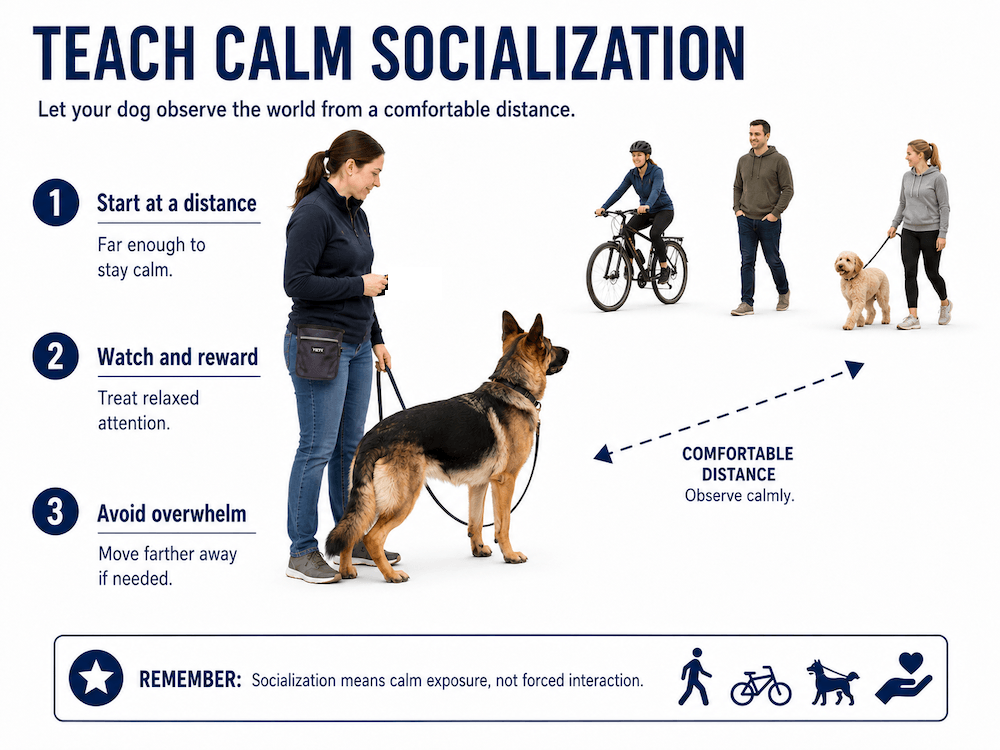 Teach calm socialization techniques