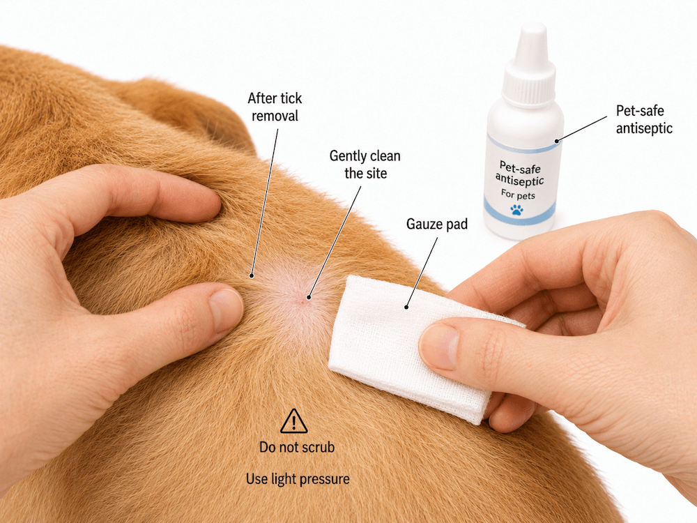 Tick bite cleaning instructions for pets