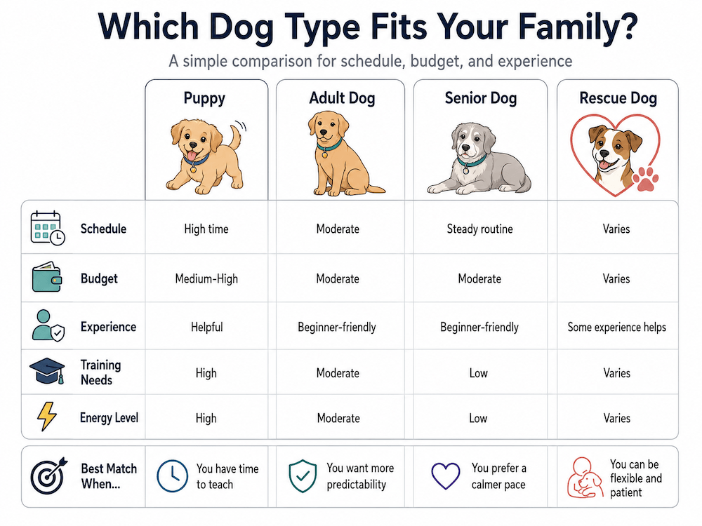 Dog type comparison chart for families
