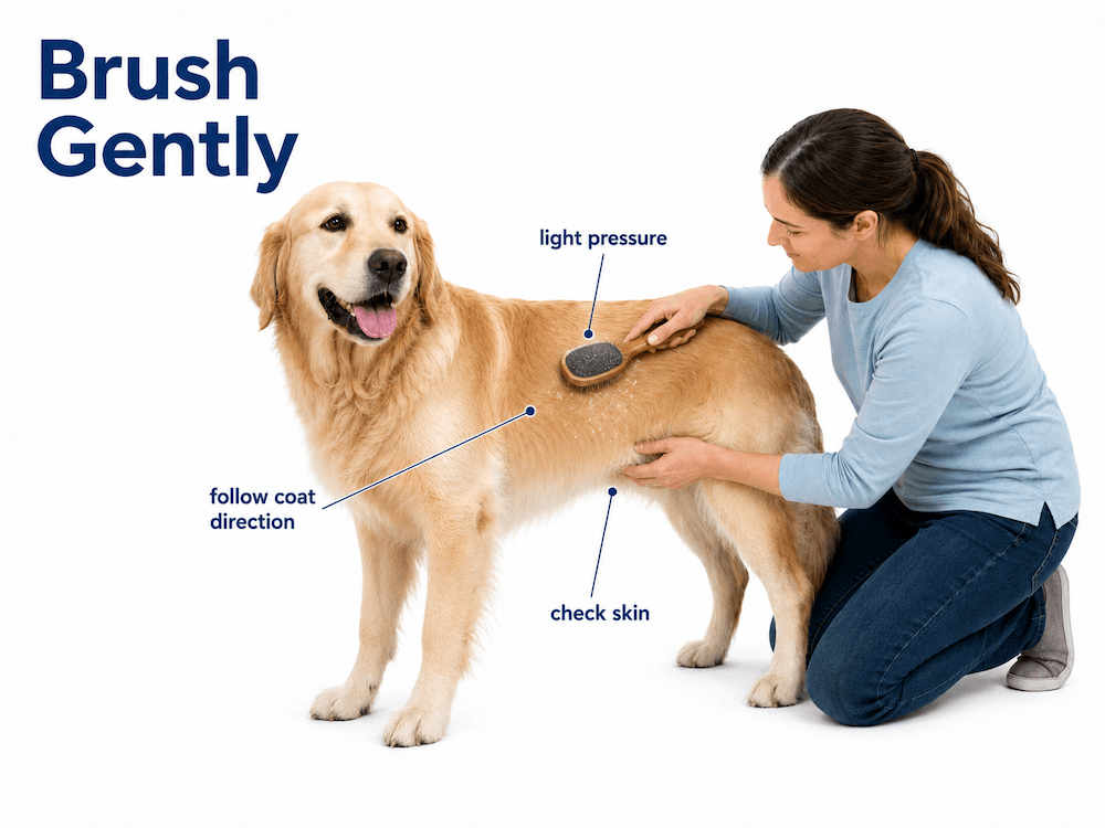 Brush your dog gently