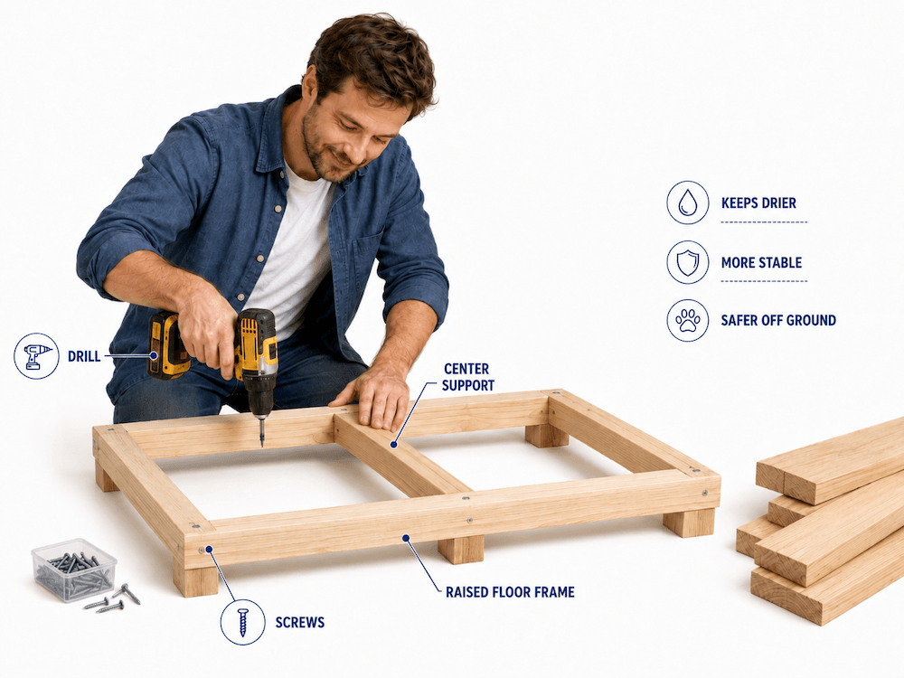 Building a raised floor frame