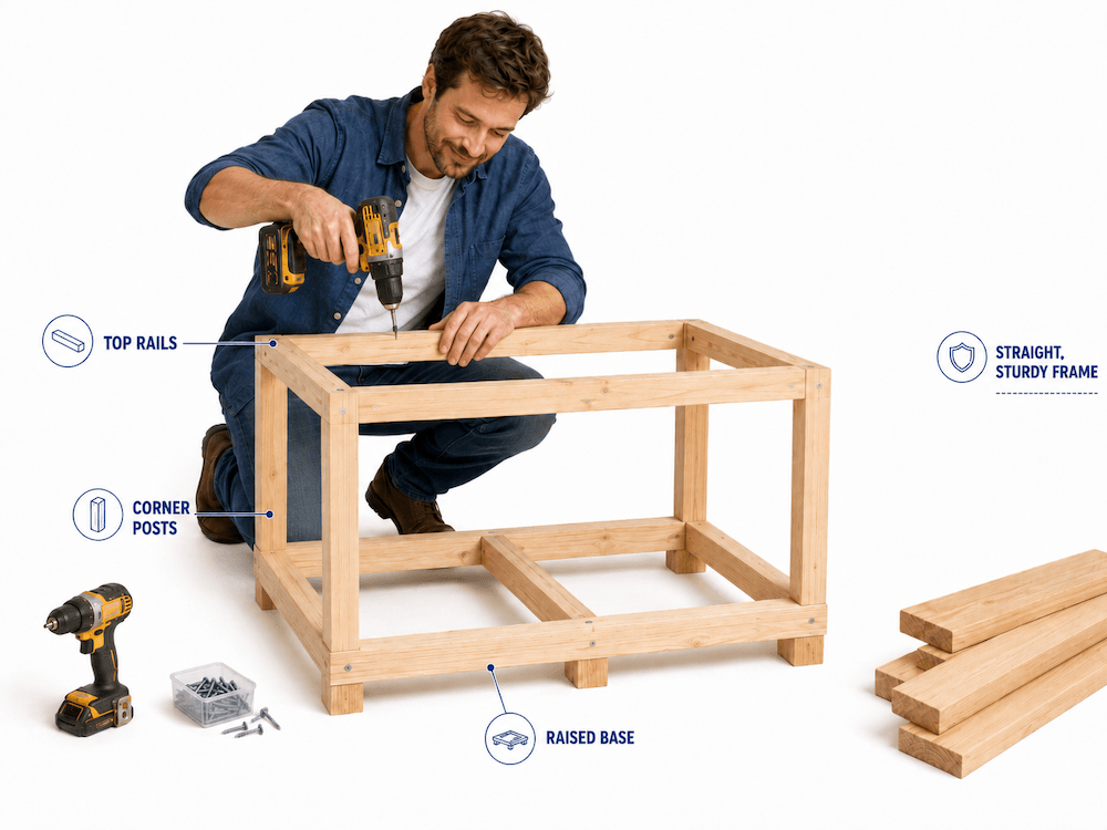 DIY frame assembly tutorial in progress