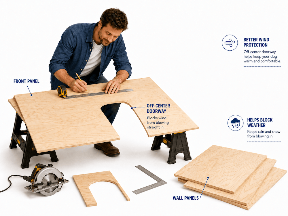 Building a wooden dog house panel
