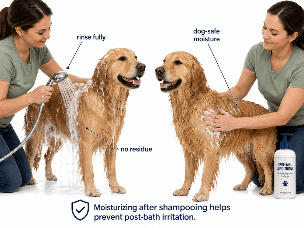 Dog grooming tutorial- rinse and moisturize