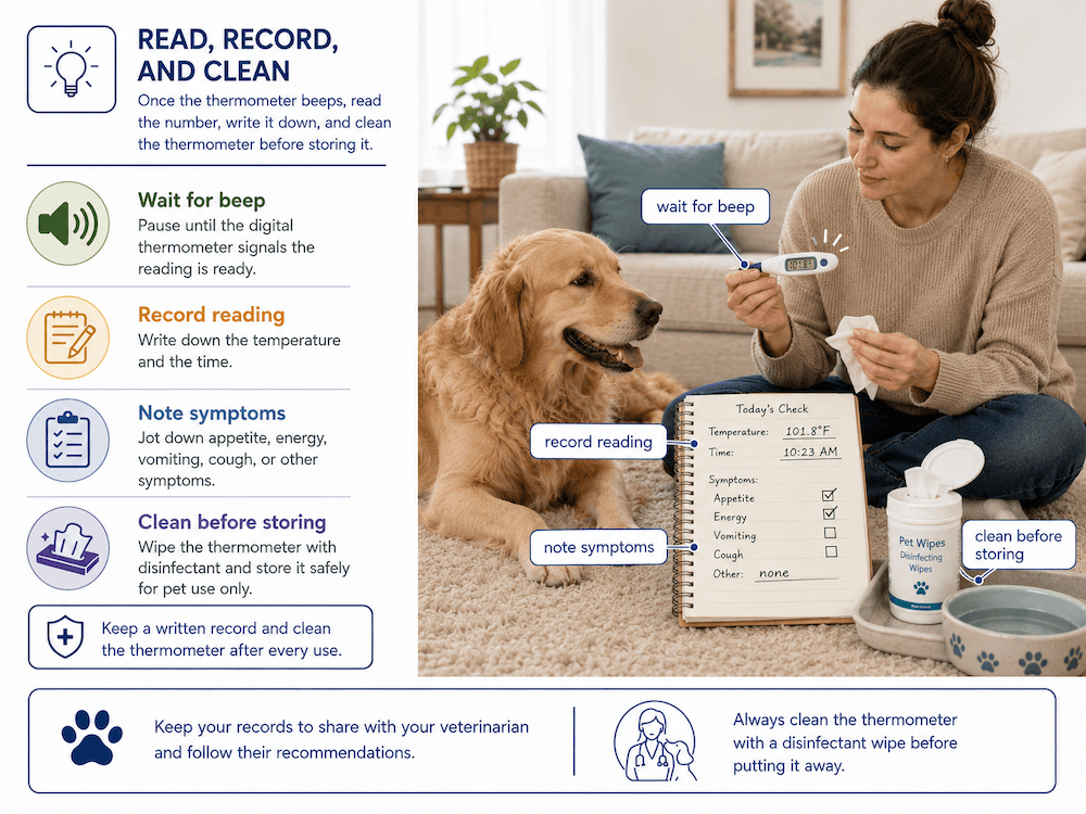 Pet thermometer care and recording tips