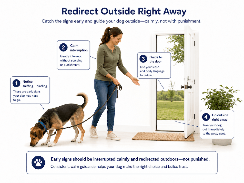 Redirecting your dog calmly outdoors