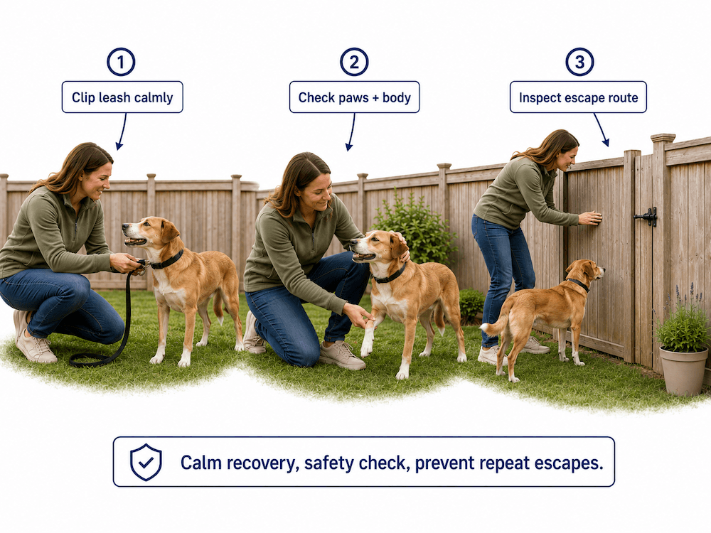 Dog recovery safety steps
