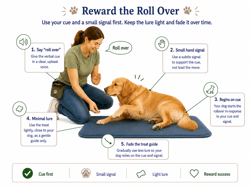 Dog training- reward the roll over