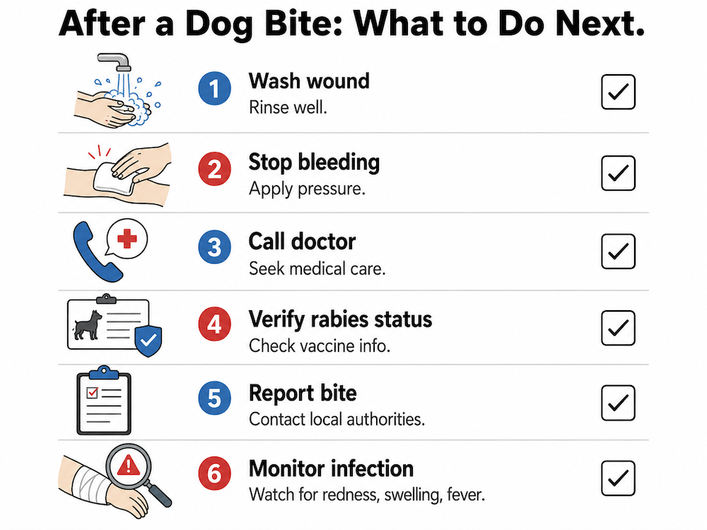 After a dog bite- six steps