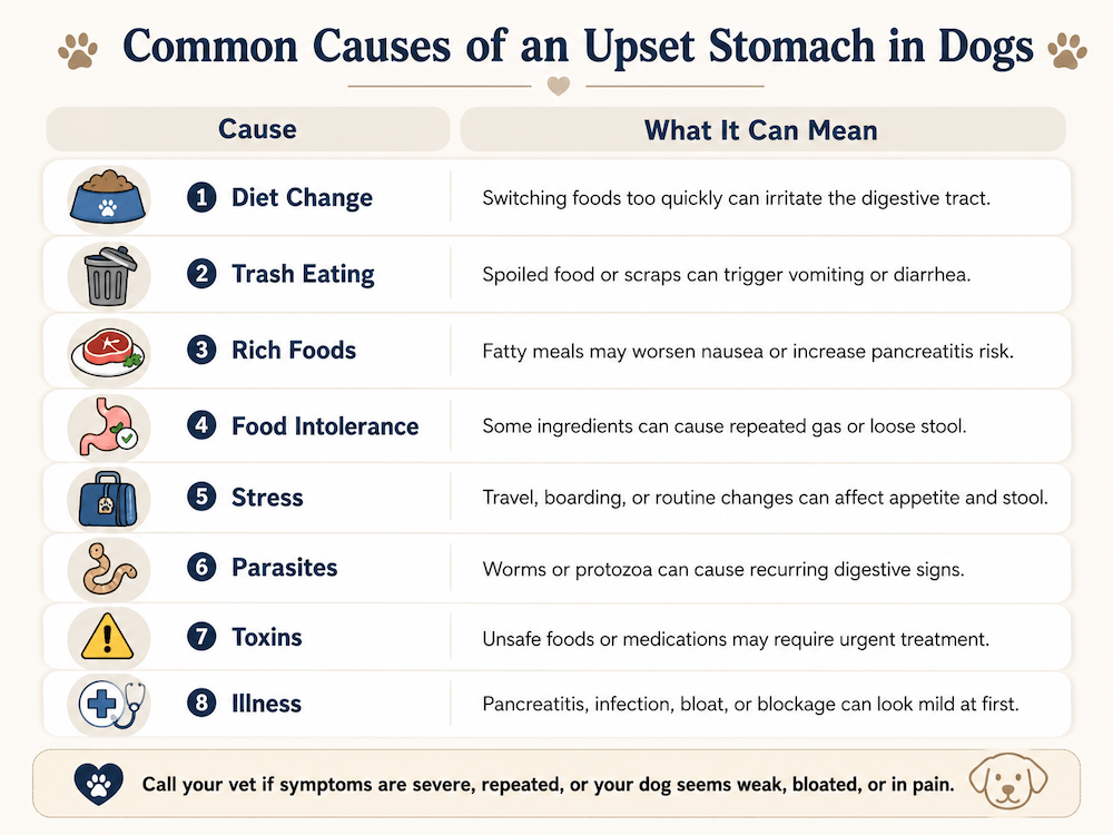 Common causes of upset stomach in dogs