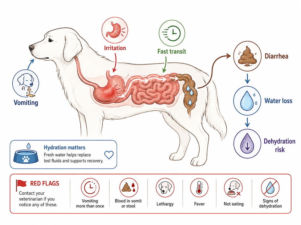 Dog digestive upset flowchart