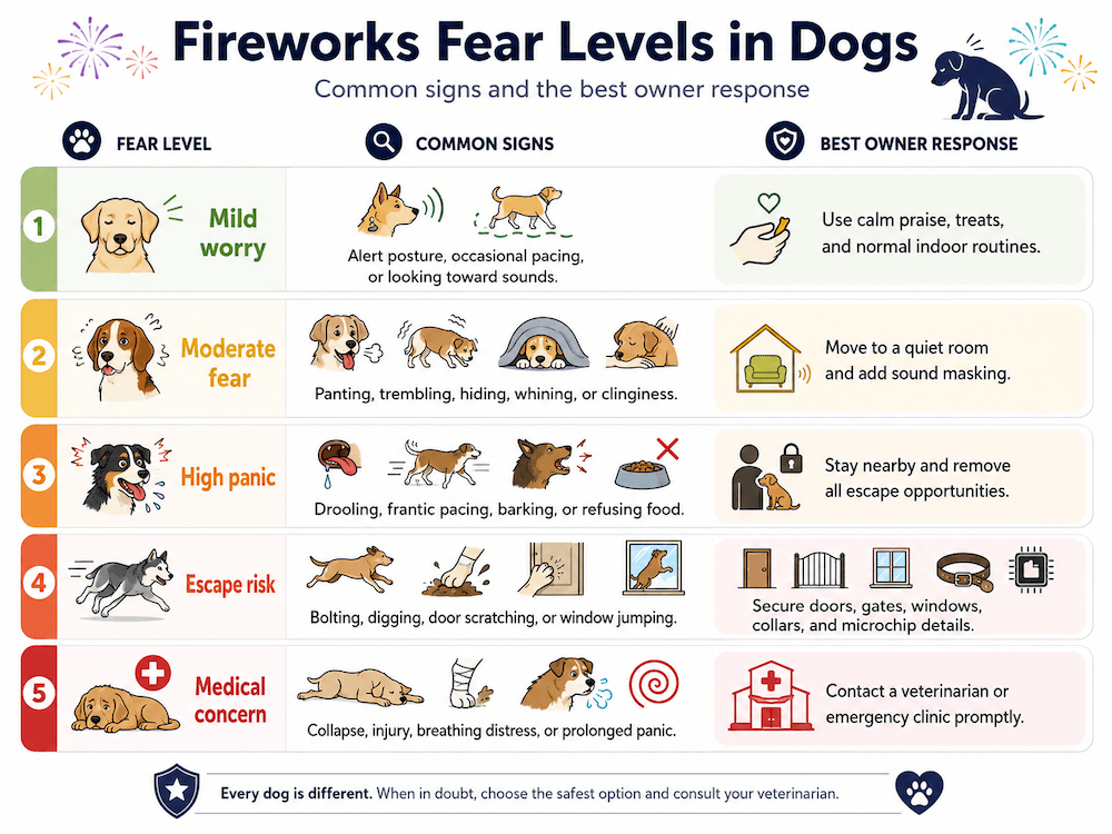 Fireworks fear levels in dogs