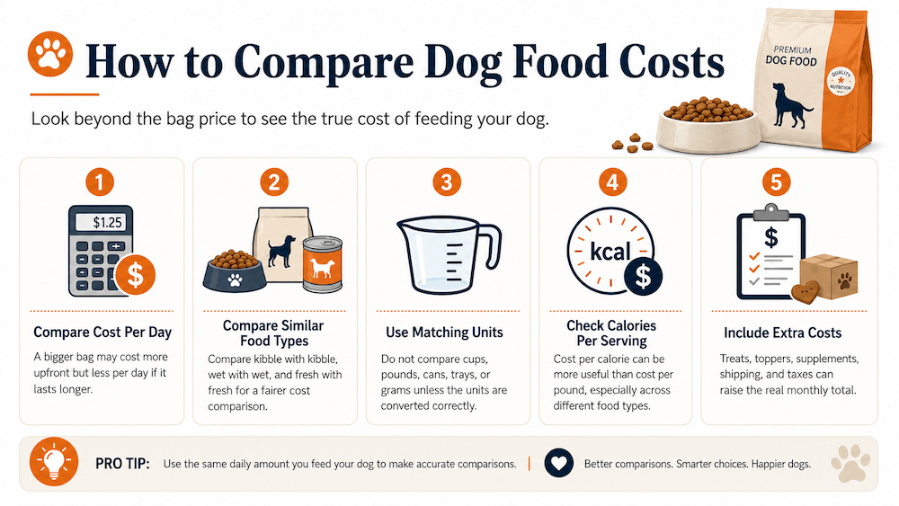 How to compare dog food costs