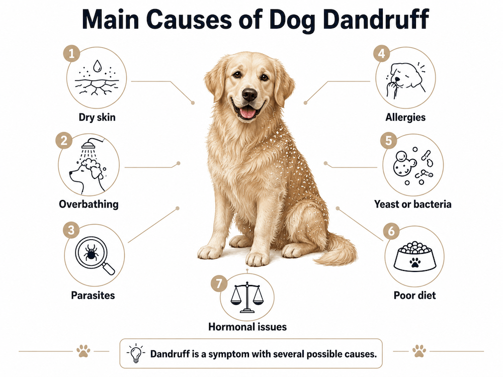 Main causes of dog dandruff