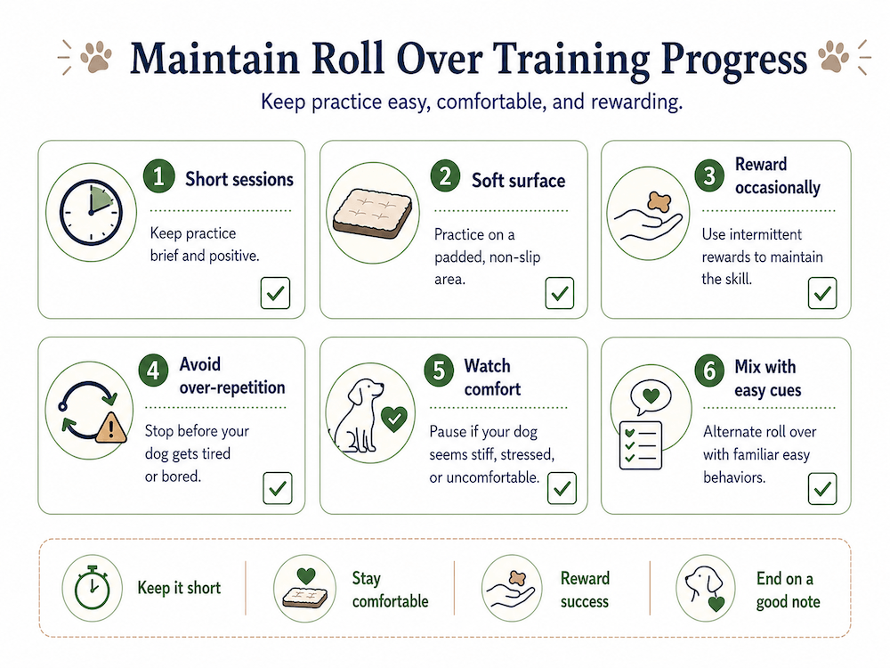 Pet training progress guide for rollover