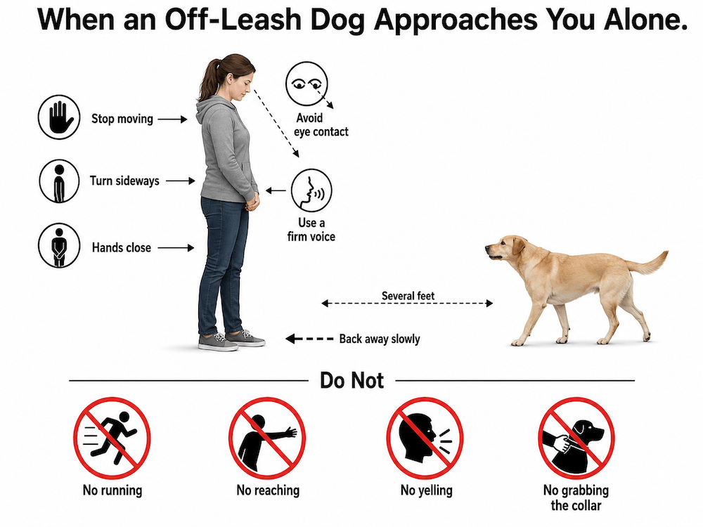 Safety tips when encountering an off-leash dog