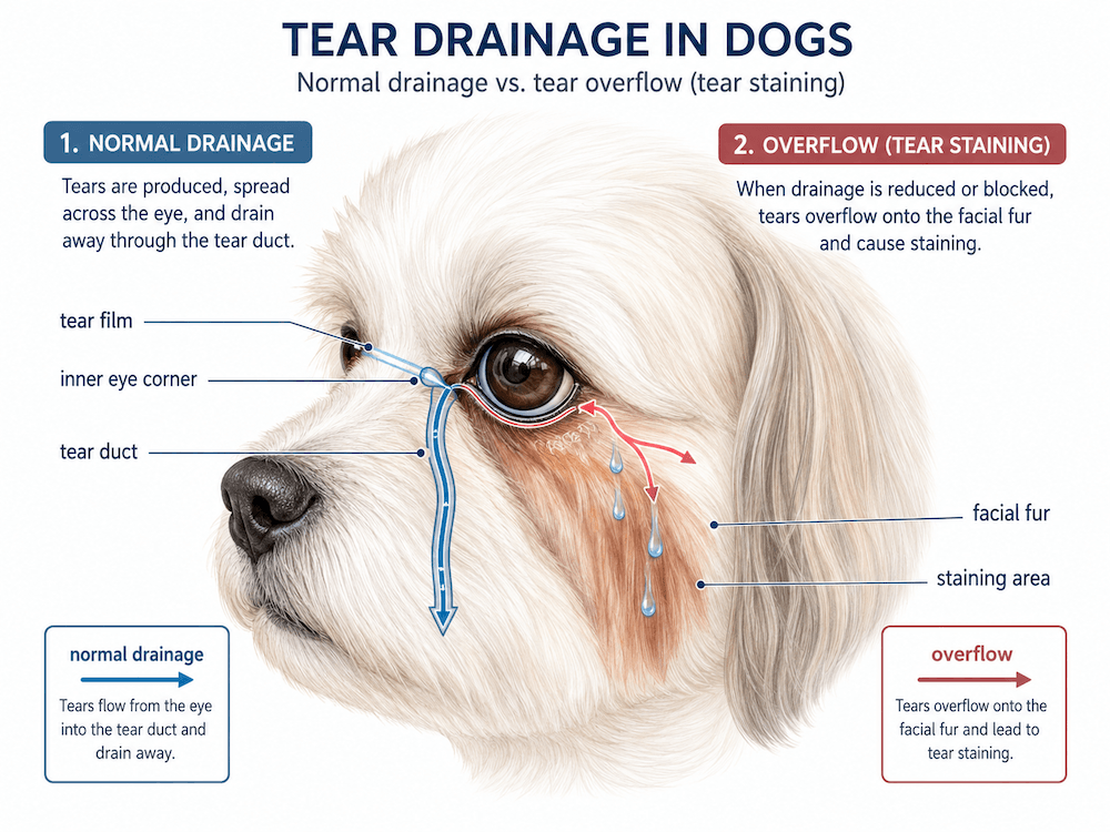Tear drainage and staining in dogs