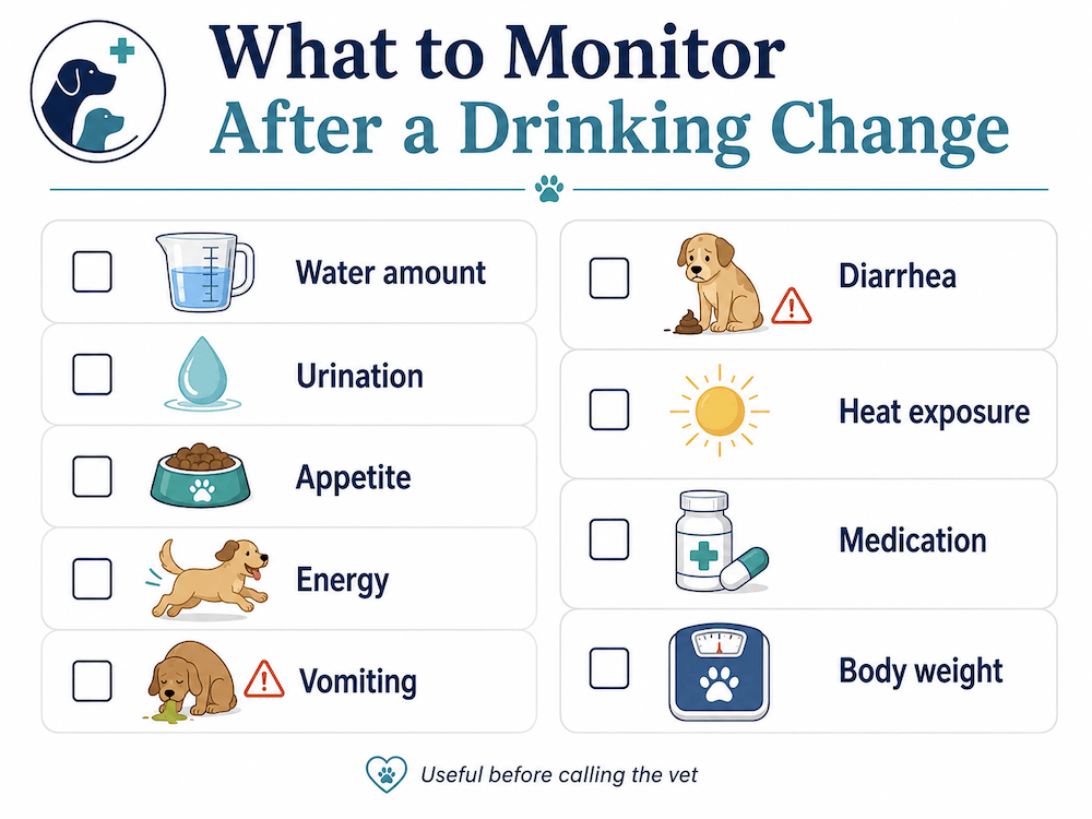 What to monitor after drinking change