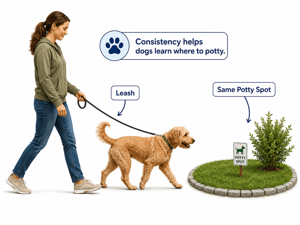 Teaching dogs where to potty