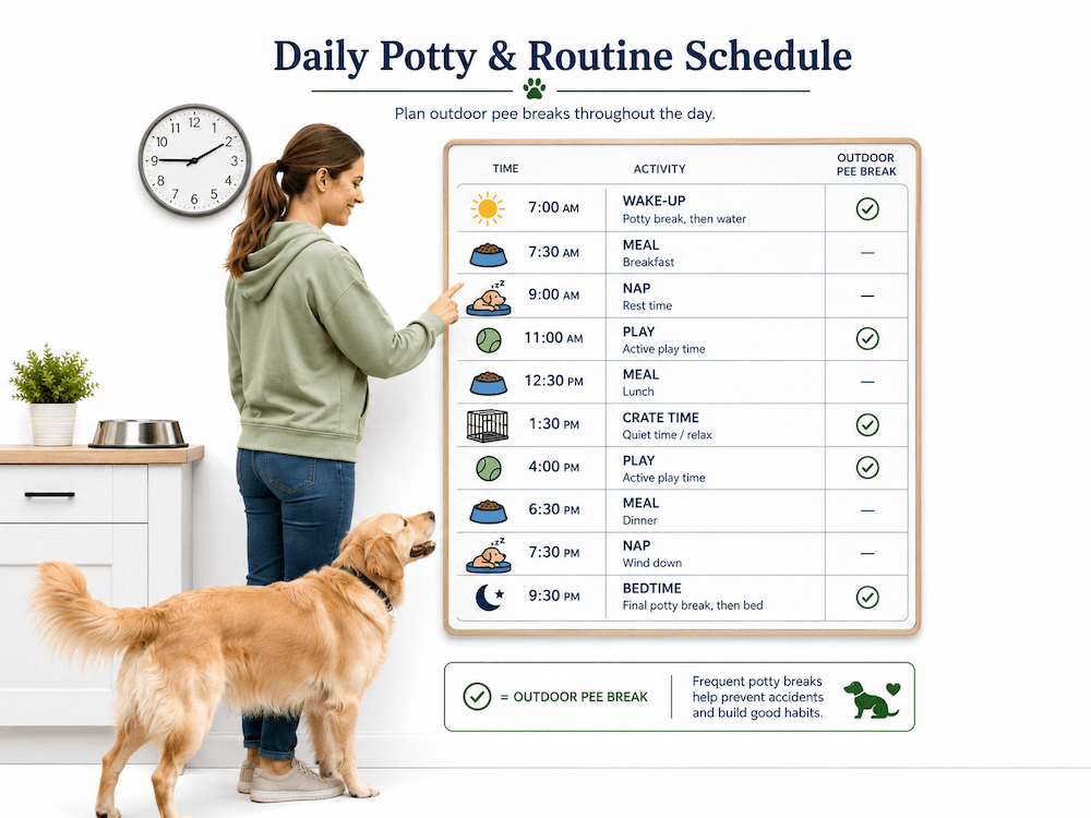 Daily potty routine schedule with dog