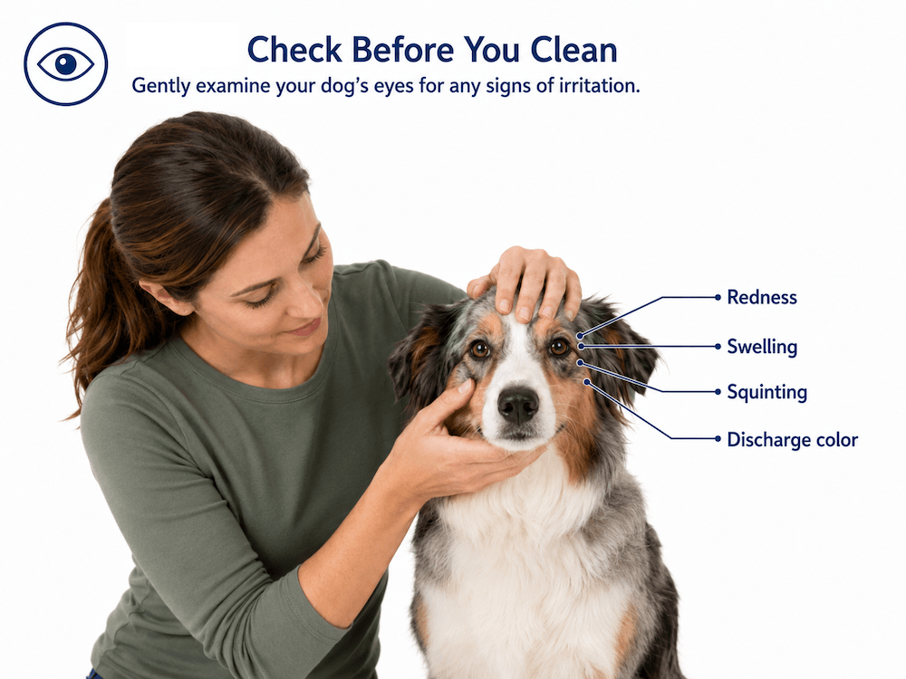 Step-by-step eye check for dogs