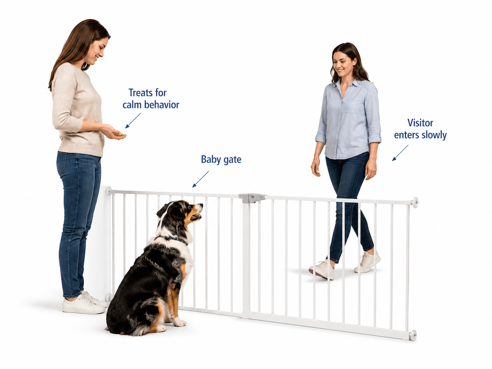 Training a dog with calm entry