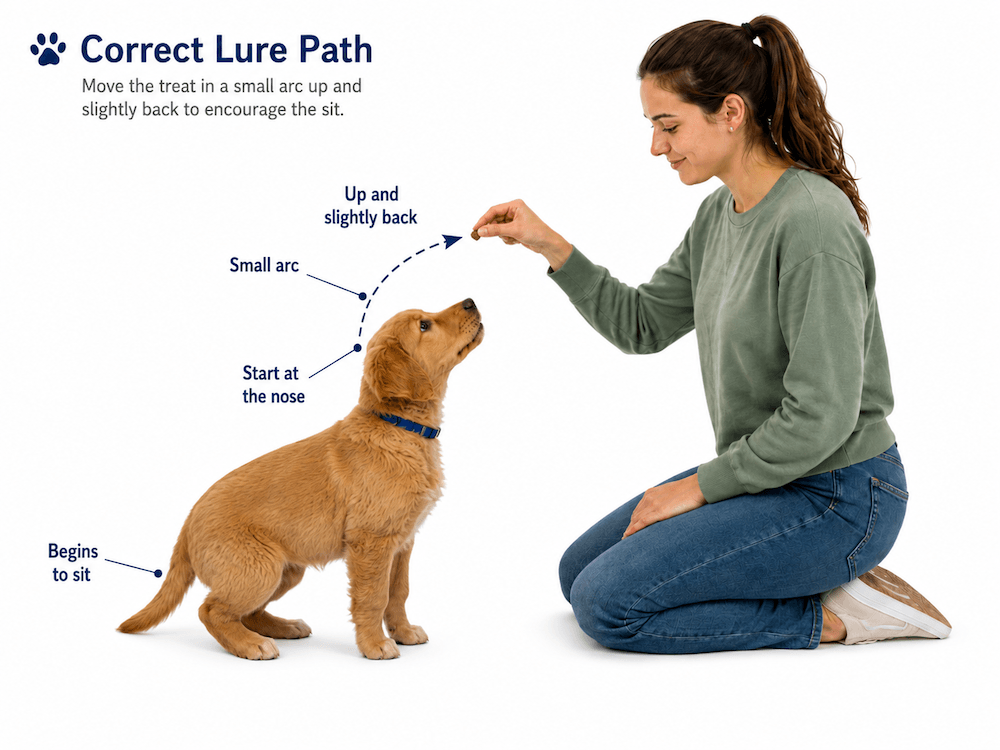 Correct lure path for puppy training